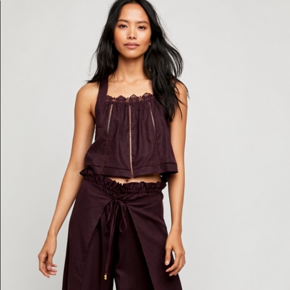 Free People Lainey Crop Top Black Honey XS - Picture 4 of 7
